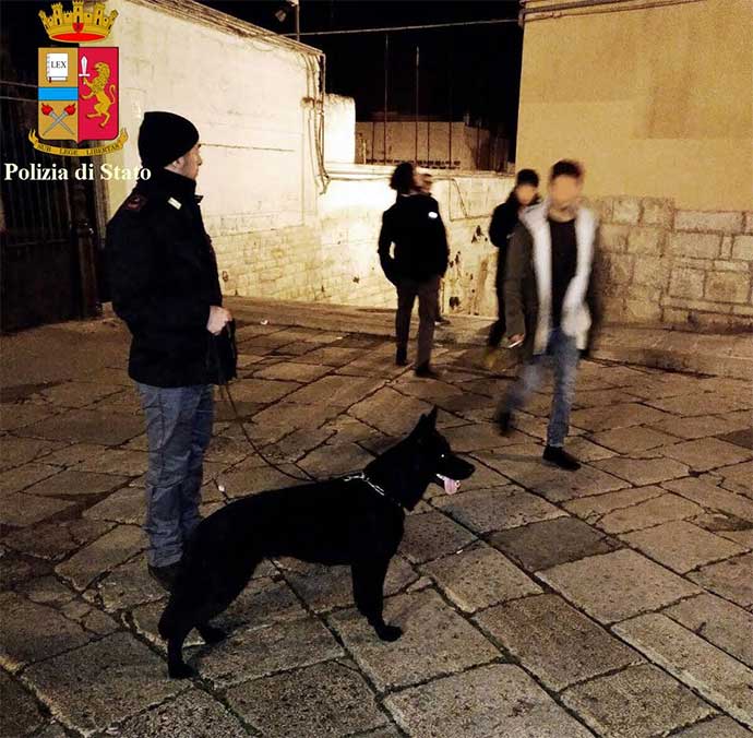 cani-polizia-unita-cinofile-Andria-centro-storico-minorenni